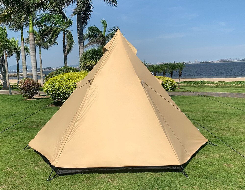 Cheap Goat Tents Outdoor Pyramid Tent 3 4 People Double Layer Indian Style Camping Tent High Quality Aluminum Pole Teepee Family Travel Yurt Tent   
